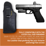 Black Optic Ready Laser Compatible IWB Holster for Glock 17, 22, 31. Left Hand