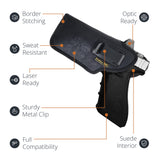 Black Optic Ready Laser Compatible IWB Holster for Glock 17, 22, 31. Left Hand