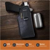 Black Optic Ready Laser Compatible IWB Holster for Glock 17, 22, 31. Right Hand