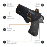 Black Optic Ready IWB Holster for Beretta 92FS, Glock 20, 21, 34. Left Hand