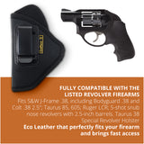 IWB Eco Leather 38 Revolver Holster. Compatible with 38 J Frames Left Hand