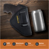 Black IWB Eco Leather 38 Revolver Holster. Compatible with 38 J Frames