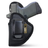 Black Subcompact IWB Eco Leather Holster with Light for Glock 43, 42, SCCY (Left Hand)