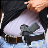 Black Subcompact IWB Eco Leather Holster with Light for Glock 43, 42, SCCY (Left Hand)