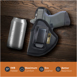 Black Subcompact IWB Eco Leather Holster with Light for Glock 43, 42, SCCY (Left Hand)