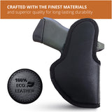 Black Subcompact IWB Eco Leather Holster with Light for Glock 43, 42, SCCY (Left Hand)