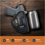 Black Subcompact IWB Eco Leather Holster with Light for Glock 43, 42, SCCY (Right Hand)