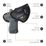 Black Subcompact IWB Eco Leather Holster with Light for Glock 43, 42, SCCY (Right Hand)