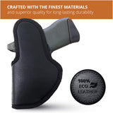 Black Subcompact IWB Eco Leather Holster with Light for Glock 43, 42, SCCY (Right Hand)