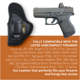 Black Subcompact Optic Ready IWB Eco Leather Holster for Ruger Sec, Taurus GX4 9mm(Left Hand)