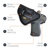 Black Subcompact Optic Ready IWB Eco Leather Holster for Ruger Sec, Taurus GX4 9mm(Left Hand)