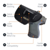 Black Subcompact Optic Ready IWB Eco Leather Holster for Kahr PM45, Ruger LC9s / EC9s. (Leftt Hand)