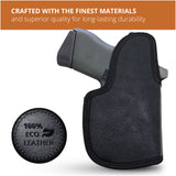 Black Subcompact Optic Ready IWB Eco Leather Holster for Kahr PM45, Ruger LC9s / EC9s. (Leftt Hand)