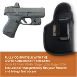 Black Subcompact Optic Ready IWB Eco Leather Holster for Kahr PM45, Ruger LC9s / EC9s. (Right Hand)