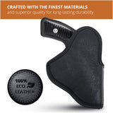 Black IWB Eco Leather Revolver 38 Special Holster. Compatible with Taurus 856. Left Hand