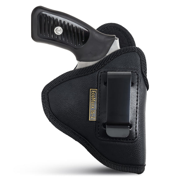 Black IWB Eco Leather Revolver 38 Special Holster. Compatible with Taurus 856. Right Hand