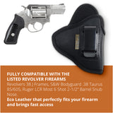 Black IWB Eco Leather Revolver 38 Special Holster. Compatible with Taurus 856. Right Hand