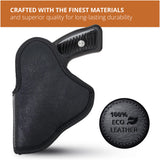 Black IWB Eco Leather Revolver 38 Special Holster. Compatible with Taurus 856. Right Hand