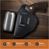 Black IWB Eco Leather Revolver Holster. Compatible with Taurus Judge, Ruger Sp101. Left Hand