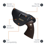 Black IWB Eco Leather Revolver Holster. Compatible with Taurus Judge, Ruger Sp101. Left Hand