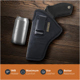 Black IWB Eco Leather Revolver Holster. Fits 357 Magnum with K, L, or N Frames. Left Hand.