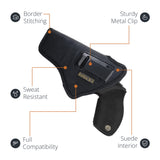 Black IWB Eco Leather Revolver Holster. Fits 357 Magnum with K, L, or N Frames. Left Hand.