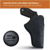 Black IWB Eco Leather Revolver Holster. Fits 357 Magnum with K, L, or N Frames. Left Hand.