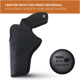 Black IWB Eco Leather Revolver Holster. Fits 357 Magnum with K, L, or N Frames. Right Hand.