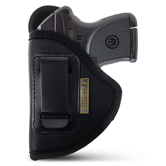Black Micro Compact Eco Leather IWB Holster. For S&W Bodyguard, Taurus. Left Hand