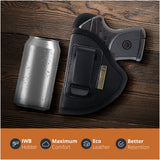 Black Micro Compact Eco Leather IWB Holster. For S&W Bodyguard, Taurus. Left Hand