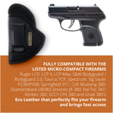Black Micro Compact Eco Leather IWB Holster. For S&W Bodyguard, Taurus. Left Hand