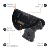 Black Micro Compact Eco Leather IWB Holster. For S&W Bodyguard, Taurus. Left Hand