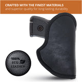Black Micro Compact Eco Leather IWB Holster. For S&W Bodyguard, Taurus. Left Hand