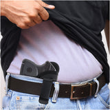 Black Micro Compact Eco Leather IWB Holster. For S&W Bodyguard, Taurus. Right Hand