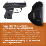 Black Micro Compact Eco Leather IWB Holster. For S&W Bodyguard, Taurus. Right Hand