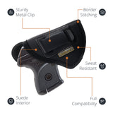 Black Micro Compact Eco Leather IWB Holster. For S&W Bodyguard, Taurus. Right Hand