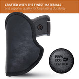 Black Micro Compact Eco Leather IWB Holster. For S&W Bodyguard, Taurus. Right Hand