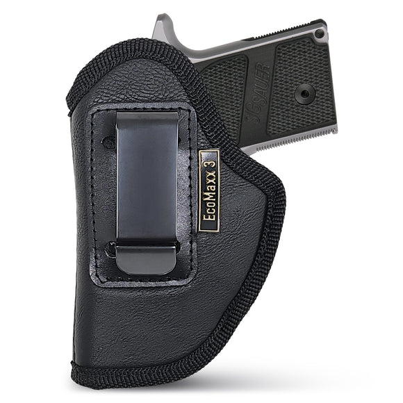 Black Eco Leather IWB Holster for Laser. Fits Sig P238/938, Colt Mustang. Left Hand