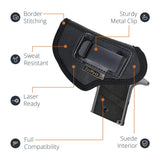Black Eco Leather IWB Holster for Laser. Fits Sig P238/938, Colt Mustang. Left Hand