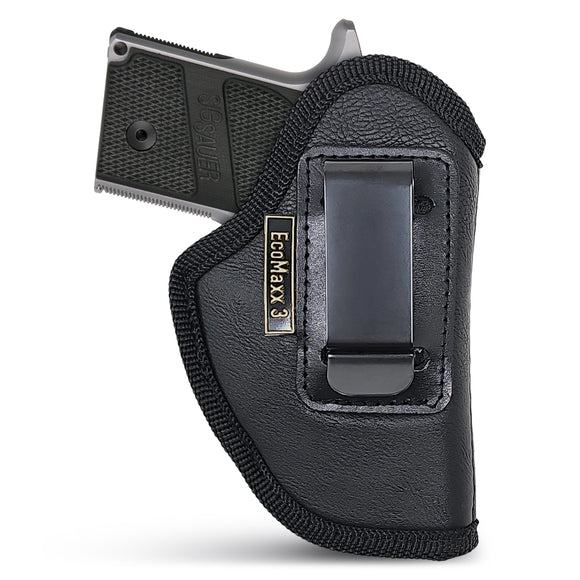 Black Eco Leather IWB Holster for Laser. Fits Sig P238/938, Colt Mustang. Right Hand