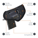 Black Eco Leather IWB Holster for Laser. Fits Sig P238/938, Colt Mustang. Right Hand