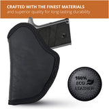 Black Eco Leather IWB Holster for Laser. Fits Sig P238/938, Colt Mustang. Right Hand
