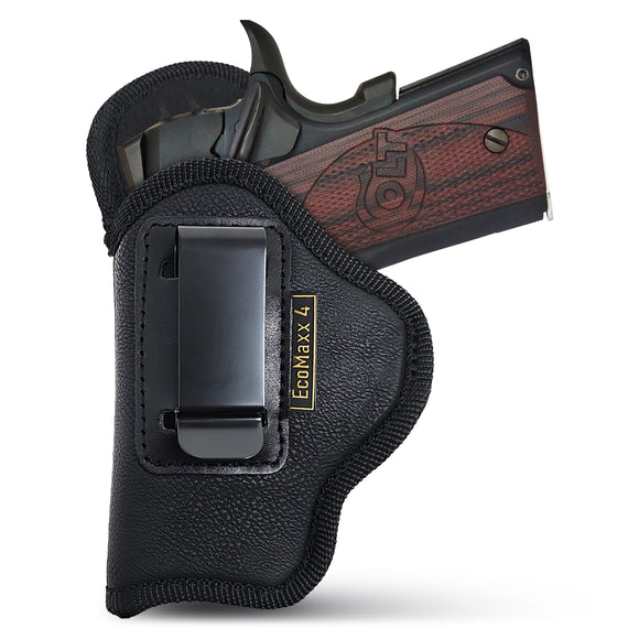 Black Compact Eco Leather IWB Holster. Fits Colt Defender 3