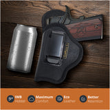 Black Compact Eco Leather IWB Holster. Fits Colt Defender 3", S&W 1911 3". Left Hand