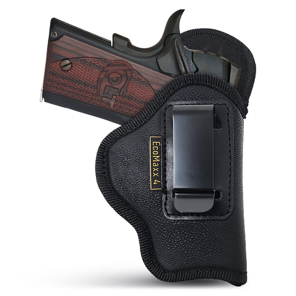 Black Compact Eco Leather IWB Holster. Fits Colt Defender 3