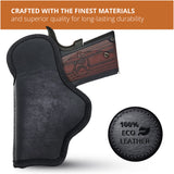 Black Compact Eco Leather IWB Holster. Fits Colt Defender 3", S&W 1911 3". Right Hand