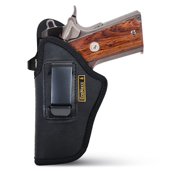 Black Eco Leather Optic Ready IWB Holster. Fits Colt 1911 4, Glock 48. Left Hand