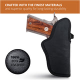Black Eco Leather Optic Ready IWB Holster. Fits Colt 1911 4, Glock 48. Left Hand