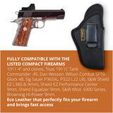 Black Eco Leather Optic Ready IWB Holster. Fits Colt 1911 4, Glock 48. Right Hand