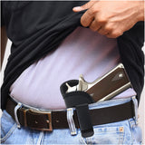 Black Eco Leather IWB Holster for 1911 5". Compatible with Colt, Sig Sauer P210. Left Hand